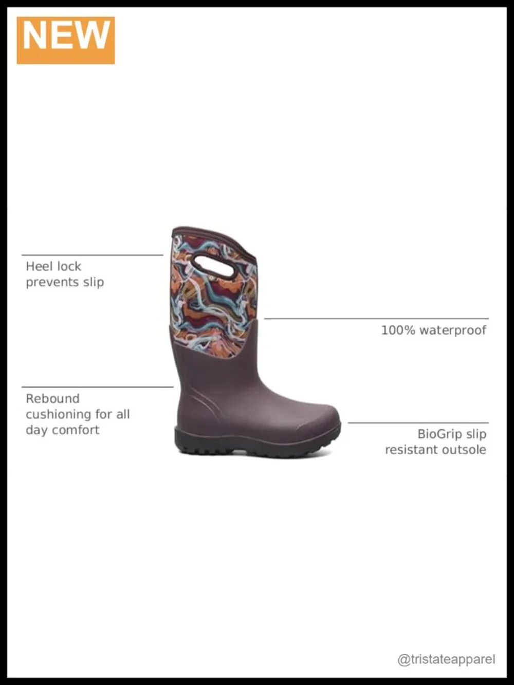 Waterproof Insulated Snow Boots Mid-Calf Rubber Pull-On Winter Boots
